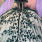 Green Off Shoulder Appliques Lace Ball Gown Sweet 15 Quinceanera Dress, DP3005