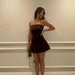 Fuchsia Strapless Velvet Homecoming Dress Birthday Outfits, DP3132