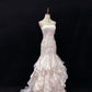 Elegant Light Pink Strapless Chiffon Sweet 16 Quinceanera Mermaid Evening Dress Ball Gown DP6289