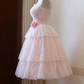 Vintage Pink Lace Tiered Strapless A-Line Homecoming Dress DP8375