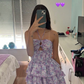 Purple Sweetheart A-Line Tiered Short Summer Dress Homecoming Dress, DP3272