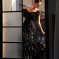 Black Off Shoulder Mermaid Lace Long Prom Dress Evening Party Dress DP3865