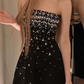 Charming Black Strapless A-Line Beading Short Homecoming Dress, DP3422