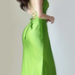 Apple Green Straps Mermaid Satin Long Party Dress Simple Evening Dress, DP5376