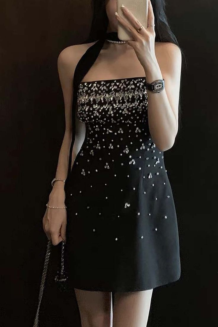 Charming Black Strapless A-Line Beading Short Homecoming Dress, DP3422