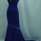 Royal Blue Lace Velvet Mermaid Long Forml Prom Gown Evening Dress DP3887