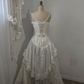 Elegant Ivory  Straps A-Line Lace Long Formal Party Dress Vintage Wedding Dress, DP5190