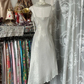 Vintage Silbernes A-Linien-Abendkleid mit unregelmäßigem Saum und Spaghettiträgern DP6205
