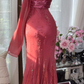 Glamorous Dusty Rose Beaded Mermaid Evening Gown Spaghetti Strap Prom Dress with Shawl DP8130