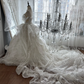 Luxury Off-the-Shoulder Sweetheart Ball Gown Wedding Dress Glitter Tulle Beaded Lace Tiered Bridal Gown with Train DP8136