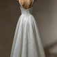 Elegant Square Neck Spaghetti Strap Lace A‑Line Bridal Gown Wedding Dress DP5567