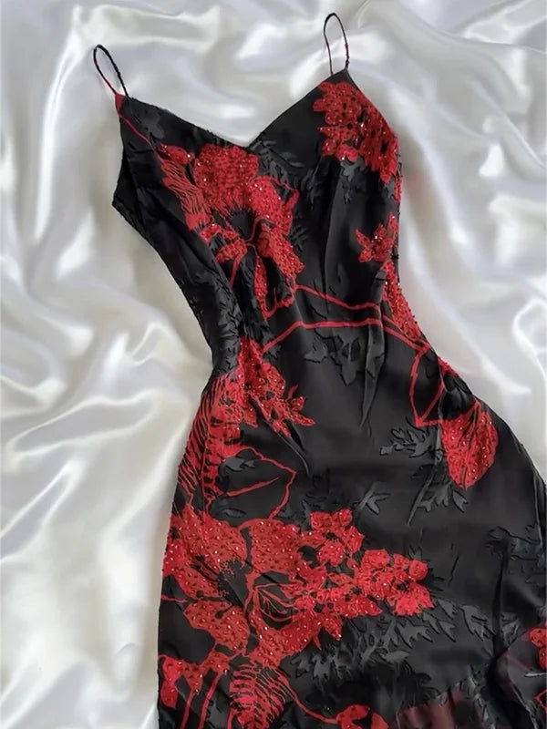 Robe de bal vintage à appliques perlées, robe de soirée fourreau à bretelles spaghetti, robe de fée DP6651