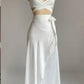 White Cross Neck Cut Out Sexy Summer Dress Long Evening Party Dress, DP3324