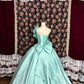 Retro Tiffany Blue One-shoulder Beaded Sweet 16 Quinceanera A-Line Evening Dress Ball Gown DP6291