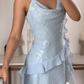 Blue Straps Sequins Sheath Short Party Dresses Homecoming Dresses, DP5780