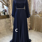 Modest High Neck Long Sleeves A-Line Chiffon Formal Party Dress, DP3686