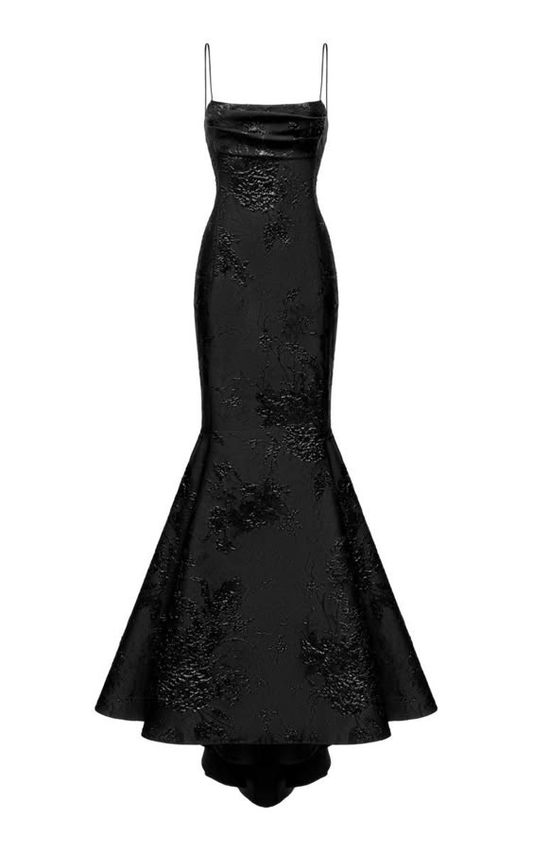 Black Spaghetti Straps Mermaid Long Formal Party Dress, DP3665