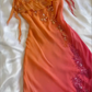 Ombre Orange Beaded Mermaid Maxi Dress Spaghetti Strap Embroidered Formal Evening Gown DP2497
