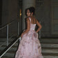 Robe de bal romantique à volants étagés rose scintillant pour Sweet 15 Quinceañera DP7918