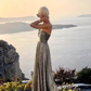 Glamorous Strapless Purple Metallic Pleated Sweetheart Maxi Evening Dress DP8101