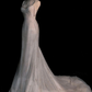 Stunning White Backless Mermaid Shiny Party Gown Wedding Dress, DP3666