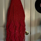 Gorgeous Red Halter Glitter Ruffle Mermaid Long Evening Dress, DP2648