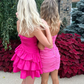 Hot Pink Strapless A-Line Ruffles Short Homecoming Dress, DP2763