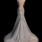 Stunning White Backless Mermaid Shiny Party Gown Wedding Dress, DP3666