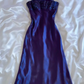 Dark Purple Spaghetti Straps Sheath Satin Vintage Long Prom Dress DP3889