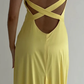 Yellow V neck Backless Mermaid Sexy Long Prom Dress, DP3637