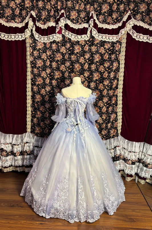 Vintage Ombre Off-the-shoulder Applique Beaded Sweet 16 Quinceanera A-Line Evening Dress Ball Gown DP6292