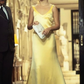 Yellow V neck Backless Mermaid Sexy Long Prom Dress, DP3637