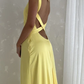 Yellow V neck Backless Mermaid Sexy Long Prom Dress, DP3637