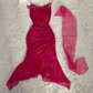 Fuchsia Spaghetti Straps Chiffon Vintage Beading Party Dress, DP2512