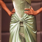 Green Strapless Sheath Velvet Satin Vintage Evening Dress, DP2662