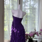 Elegant Purple Sweetheart Strapless Romantic A-Line Chiffon Tiered Evening Dress Prom Dresses DP6143