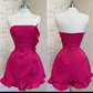 Hot Pink Strapless Sheath Ruffles Homecoming Dress Mini Summer Dress, DP3553