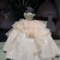 Champagne Off Shoulder Appliques Ball Gown Sweet 15 Quinceanera Dress, DP3009