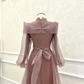 Modest Dusty Purple Chiffon Long Sleeves A-Line Formal Party Dress, DP3688