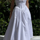 White A-Line V Neck Elegant Long Party Dress Fashion Summer Dress, DP3108