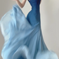 Robe de soirée longue sirène à bretelles spaghetti bleu ombré, simple, DP5379