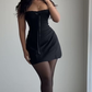 Black Strapless Sheath Mini Party Dress Homecoming Dress, DP3068