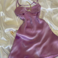 Purple Spaghetti Straps Satin Sheath Homecoming Dress Birthday Outfits, DP3535