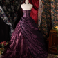 Glamorous Dark Purple Satin Ruffled Sweetheart Beaded Sweet 16 Quinceanera Ball Gown DP7306