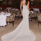 Vintage Ivory Strapless Lace Mermaid Satin Long Train Wedding Dress DP8423