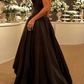 Black Strapless A-Line Long Formal Party Dress Birthday Outfits, DP3635