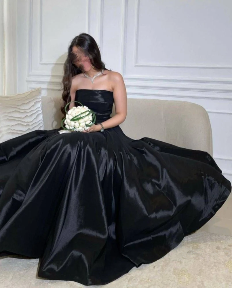 Black Strapless A-Line Long Formal Party Gown Evening Dress DP3867