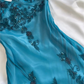 Elegant Blue Spaghetti Straps Beading Vintage Long Party Dress, DP3805