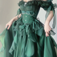 Green Off Shoulder A-Line Chiffon Long Party Dress Pretty Birthday Outfits, DP5380
