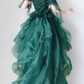 Green Off Shoulder A-Line Chiffon Long Party Dress Pretty Birthday Outfits, DP5380